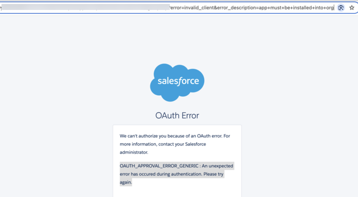 Authorization screen error